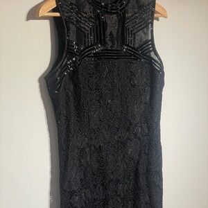 Guess by Marciano Black Lace Beaded Mini Dress
